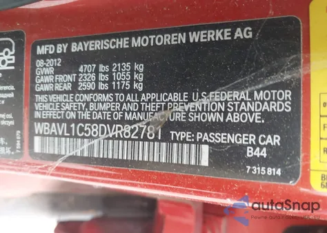 2013 BMW X1 xDrive28I из США, поврежденный, VIN WBAVL1C58DVR82781